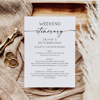 Elegant Weekend Birthday Itinerary Invitation Einladung