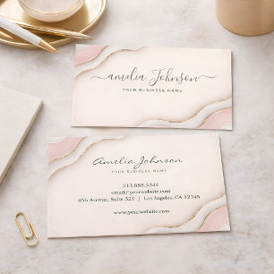 Elegant Weiblich Sanft Rosa Marmor Gold Linien Bra Visitenkarte