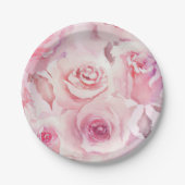 Elegant weich Rosa Rose Bloral Pappteller (Vorderseite)