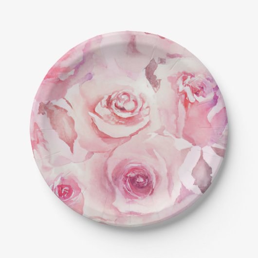 Elegant weich Rosa Rose Bloral Pappteller (Vorderseite)