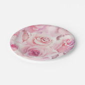 Elegant weich Rosa Rose Bloral Pappteller (Schrägansicht)