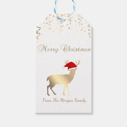 Elegant, Weihnachts-Rentier, Confetti Geschenkanhänger (Vorderseite)