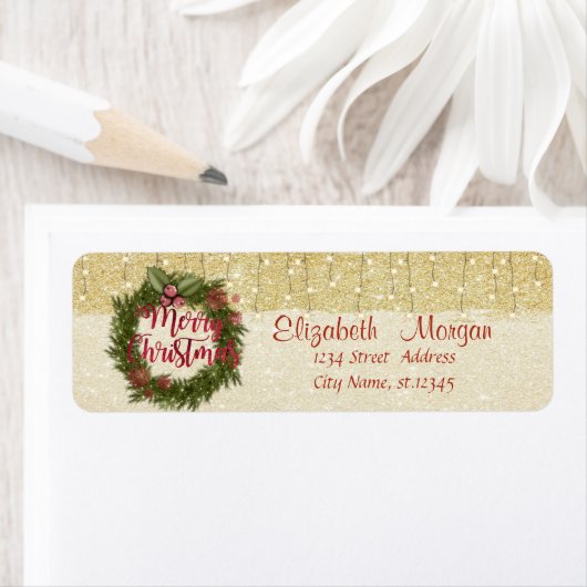 Elegant, Weihnachtskranz, Gold Glitterie (Insitu)