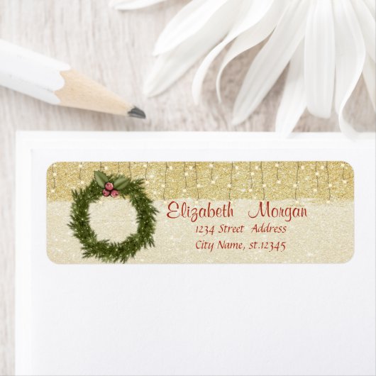 Elegant, Weihnachtskranz, Gold Glitterie (Insitu)