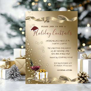 Elegant, Weihnachtsmannmütze, Cocktail Weihnachten Einladung