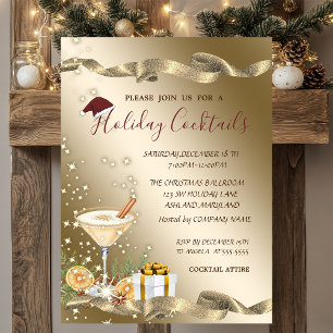 Elegant, Weihnachtsmannmütze, Orange Cocktail Weih Einladung