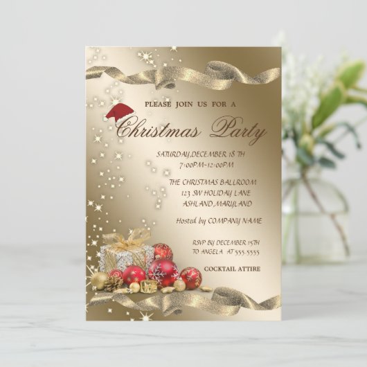 Elegant,Weihnachtsmannmütze,Vorstellungen Weihnach Einladung (Stehend Vorderseite)