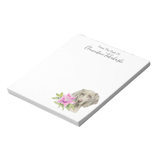 Elegant Weimaraner Hund Wasserfarbe | Name hinzufü Notizblock (Rotiert)