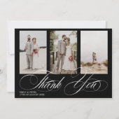 Elegant weiß auf schwarz danke 3 Foto Hochzeit (Vorderseite)