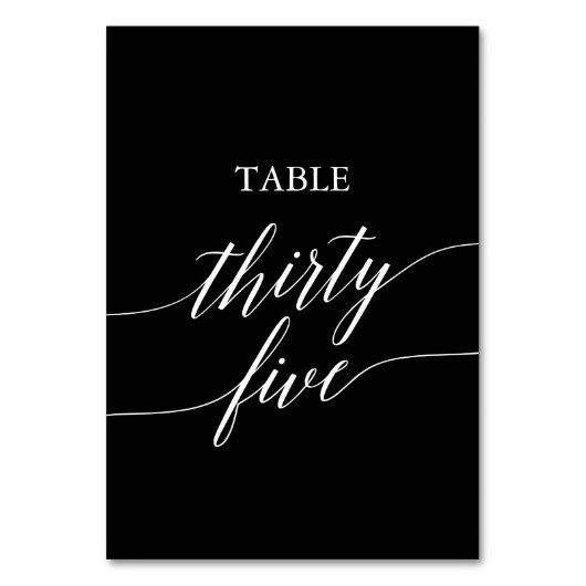 Elegant weiß auf schwarzer Tischnummer 35 (Rückseite)