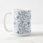 Elegant Weiß Blau Blumenmuster   Kaffeetasse (Links)