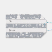 Elegant weiß & grau Frohe Weihnachten Geschenkanhänger (Vorderseite (Horizontal))