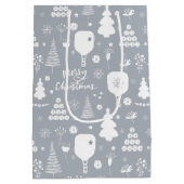 Elegant weiß & grau Frohe Weihnachten Mittlere Geschenktüte (Rückseite)