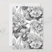 Elegant, weiß, grau, schwarz, blumenfarben einladung (Rückseite)