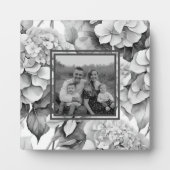 Elegant, weiß, grau, schwarz, blumenfarben fotoplatte (Vorderseite)