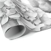 Elegant, weiß, grau, schwarz, blumenfarben geschenkpapier (Rolleneckpunkt)