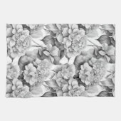 Elegant, weiß, grau, schwarz, blumenfarben geschirrtuch (Horizontal)