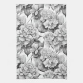 Elegant, weiß, grau, schwarz, blumenfarben geschirrtuch (Vertikal)