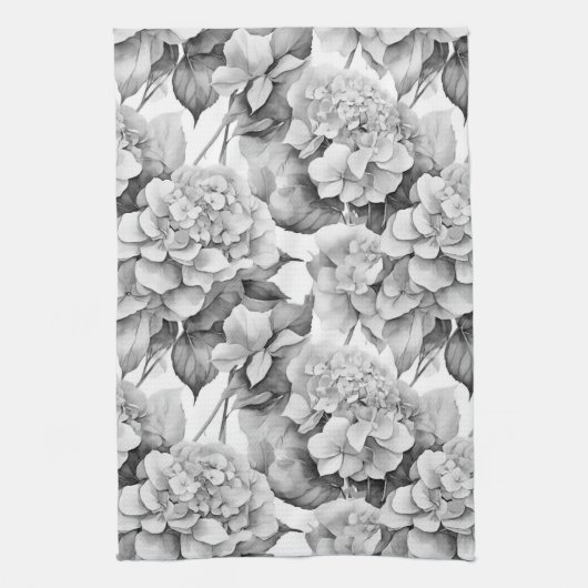 Elegant, weiß, grau, schwarz, blumenfarben geschirrtuch (Vertikal)