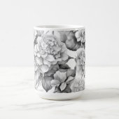 Elegant, weiß, grau, schwarz, blumenfarben kaffeetasse (Mittel)