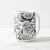 Elegant, weiß, grau, schwarz, blumenfarben kaffeetasse (VorderseiteRechts)
