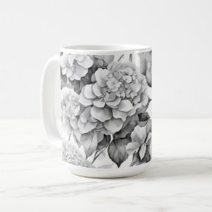 Elegant, weiß, grau, schwarz, blumenfarben kaffeetasse