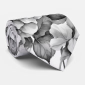 Elegant, weiß, grau, schwarz, blumenfarben krawatte (Gerollt)