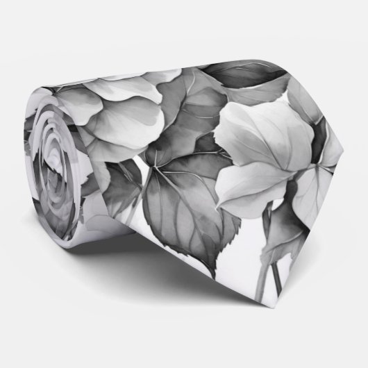 Elegant, weiß, grau, schwarz, blumenfarben krawatte (Gerollt)