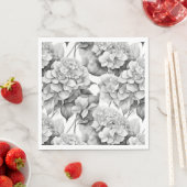 Elegant, weiß, grau, schwarz, blumenfarben serviette (Beispiel)