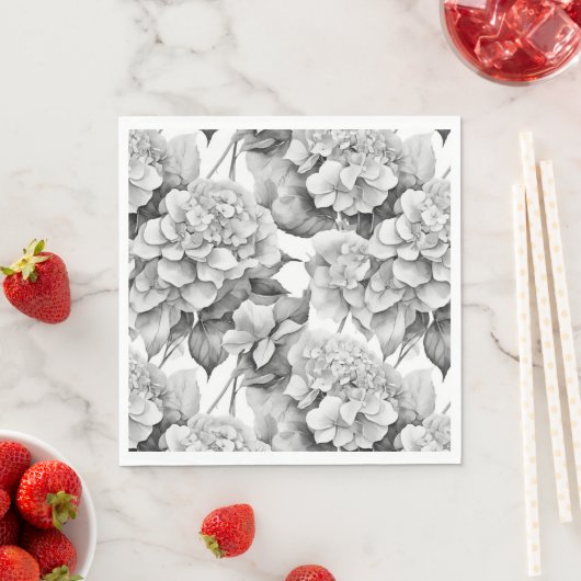 Elegant, weiß, grau, schwarz, blumenfarben serviette (Beispiel)