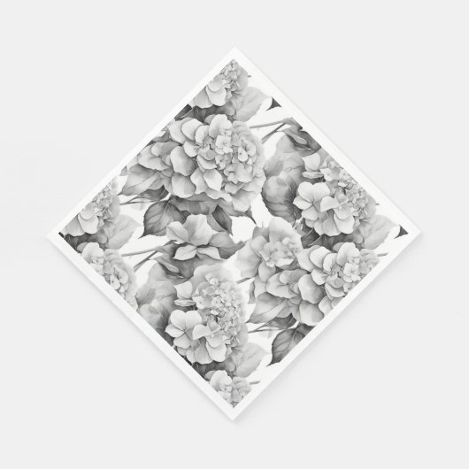 Elegant, weiß, grau, schwarz, blumenfarben serviette (Ecke)
