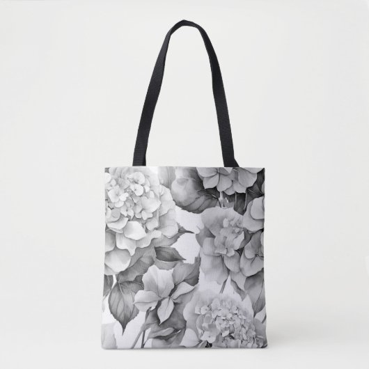 Elegant, weiß, grau, schwarz, blumenfarben tasche (Vorderseite)