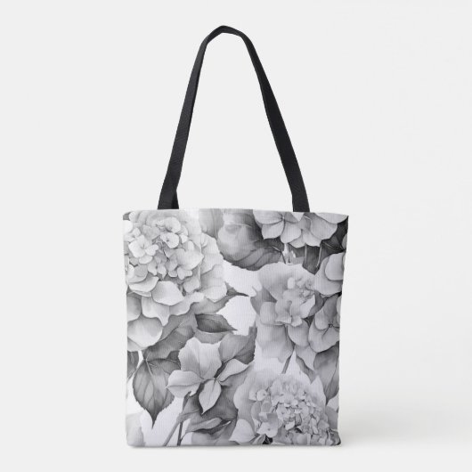 Elegant, weiß, grau, schwarz, blumenfarben tasche (Rückseite)