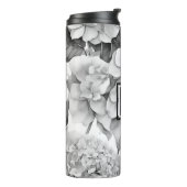 Elegant, weiß, grau, schwarz, blumenfarben thermosbecher (Nach links gedreht)