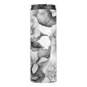 Elegant, weiß, grau, schwarz, blumenfarben thermosbecher (Rückseite)