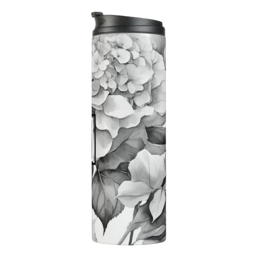 Elegant, weiß, grau, schwarz, blumenfarben thermosbecher (Nach rechts gedreht)