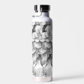 Elegant, weiß, grau, schwarz, blumenfarben trinkflasche (Rechts)