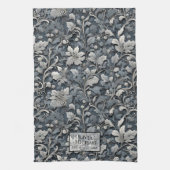 Elegant, weiß, grau und blumenreich geschirrtuch (Vertikal)