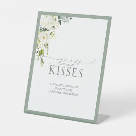 Elegant Weiß Graue grüne Blüte Wie viele Küsse Sockelschild