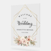 Elegant, weiß, pastellfarben, Blume, geometrische  Acrylschild (Winkel)