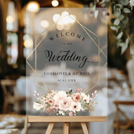 Elegant, weiß, pastellfarben, Blume, geometrische  Acrylschild