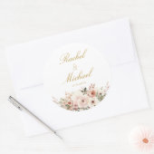 Elegant, weiß, pastellfarben, Blume Runder Aufkleber (Umschlag)
