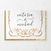 Elegant weiß und gold florale Hochzeit Tri-Fol Tri Dreifach Gefaltete Einladung (Cover)