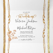 Elegant weiß und gold florale Hochzeit Tri-Fol Tri Dreifach Gefaltete Einladung (Innenseite Mitte)