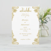 ELEGANT weiß und gold ISLAMIC WEDI Invitati Einladung (Stehend Vorderseite)