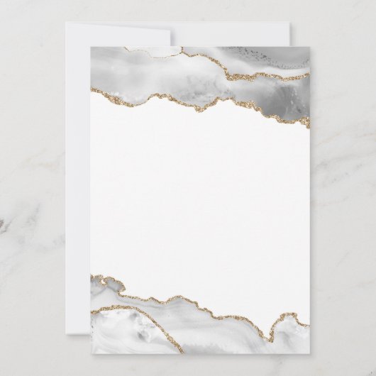 Elegant weiß und Gold Vierzig und vornehm Einladung (Rückseite)