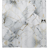 Elegant, weiß und goldmarmoriert duschvorhang (Vorderseite)