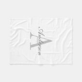 Elegant, weiß und grau, Monogramm Classic Fleecedecke (Vorderseite (Horizontal))