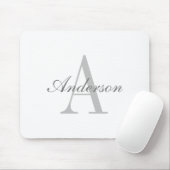 Elegant, weiß und grau, Monogramm Classic Mousepad (Mit Mouse)