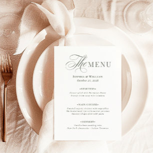Elegant, weiß und grün   Classic Luxe Menükarte